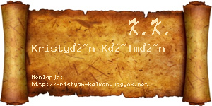 Kristyán Kálmán névjegykártya